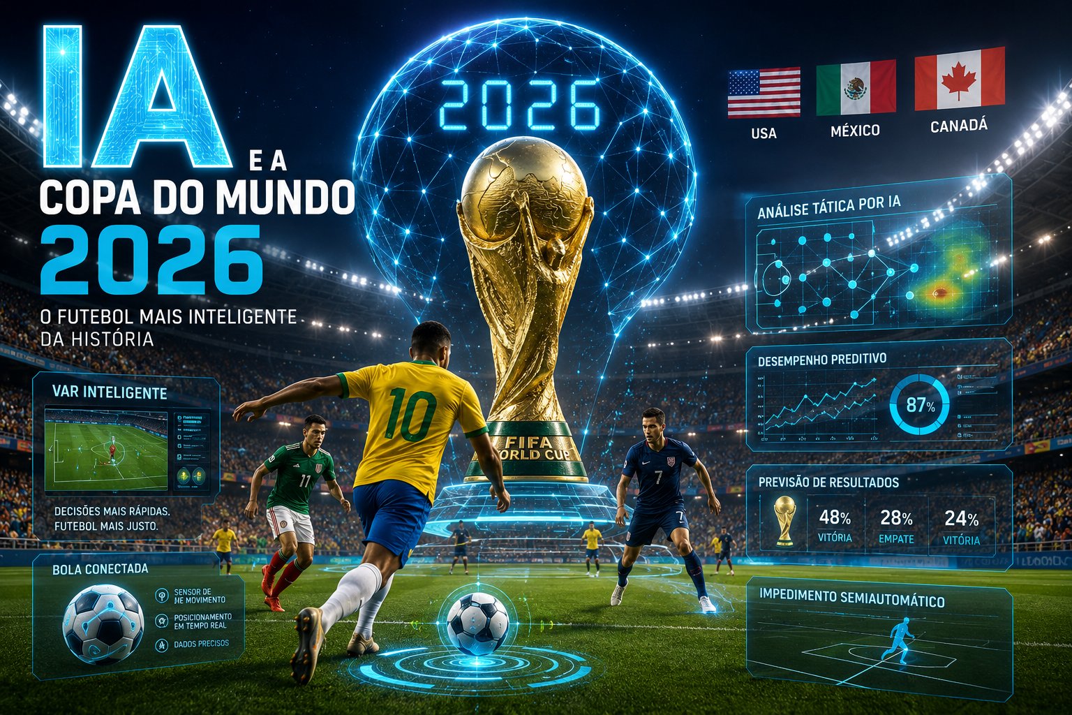 IA e a Copa do Mundo 2026 — Infográfico TechTurbo